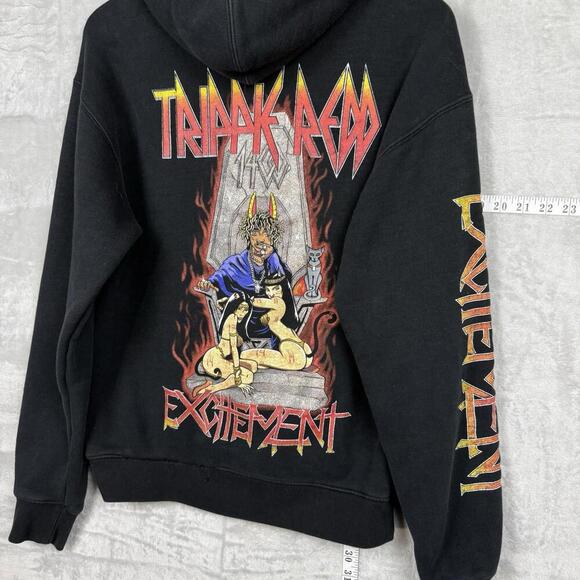 Trippie Redd Excitement Tour Hoodie Black Graphic Pullover Y2K Size M Metal VTG - Picture 4 of 9